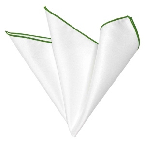 Poszetka biała z zielonym obszyciem EM