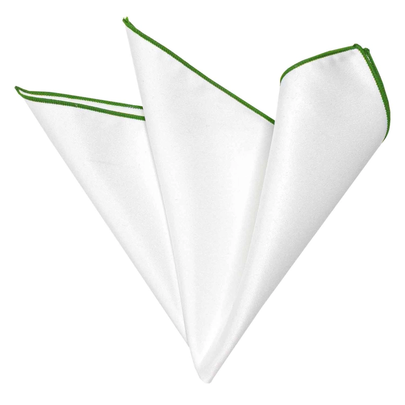 Poszetka biała z zielonym obszyciem EM