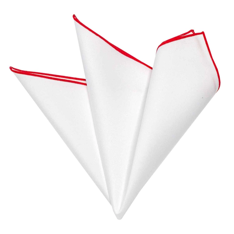 Poszetka biała z czerwonym obszyciem EM