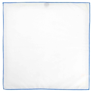 Poszetka biała z niebieskim obszyciem EM