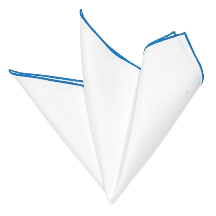 Poszetka biała z niebieskim obszyciem EM