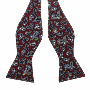 Mucha do wiązania jedwabna bordowa w paisley EM
