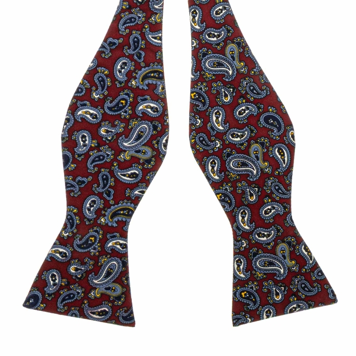 Mucha do wiązania jedwabna bordowa w paisley EM