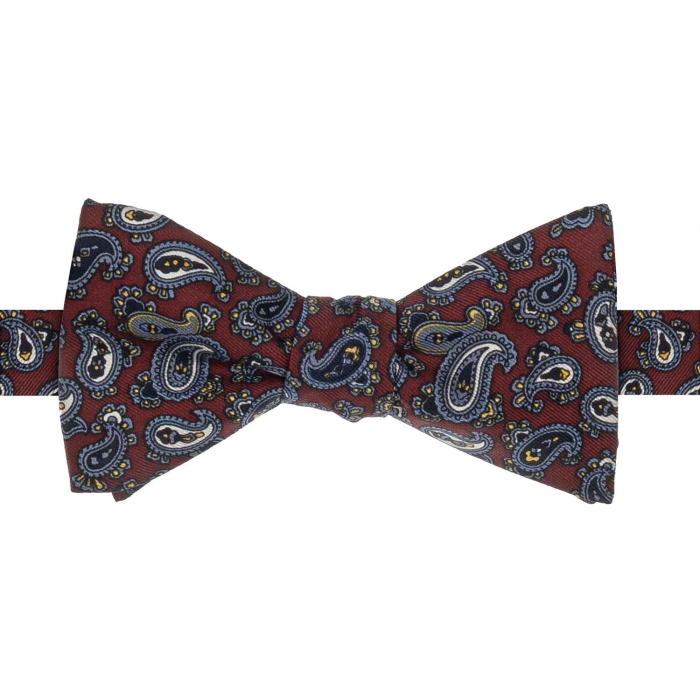 Mucha do wiązania jedwabna bordowa w paisley EM