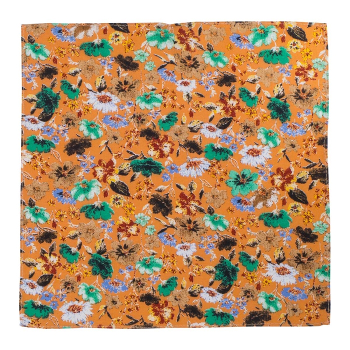 Poszetka bawełniana pomarańczowa w kwiatki EM