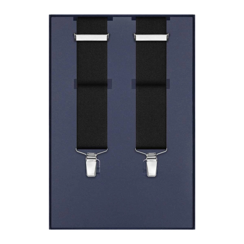 Szelki do spodni gładkie czarne EM 18