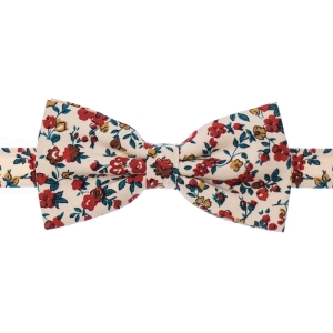 Zestaw prezentowy dla mężczyzny w kolorze kremowym w kwiaty: mucha + poszetka zapakowane w pudełko EM