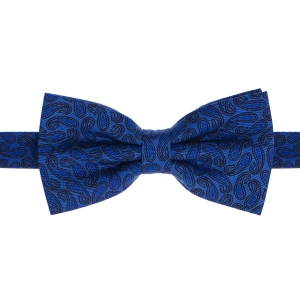 Zestaw prezentowy dla mężczyzny w kolorze niebieskim w paisley: mucha + poszetka zapakowane w pudełko EM