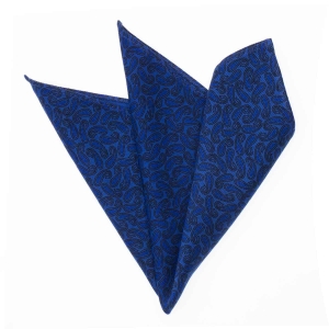 Zestaw prezentowy dla mężczyzny w kolorze niebieskim w paisley: mucha + poszetka zapakowane w pudełko EM