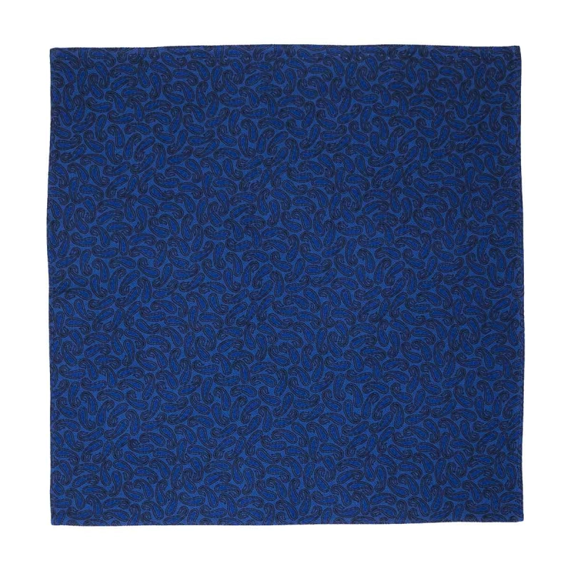 Zestaw prezentowy dla mężczyzny w kolorze niebieskim w paisley: mucha + poszetka zapakowane w pudełko EM