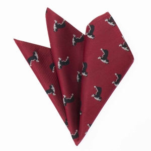 Zestaw prezentowy dla mężczyzny w kolorze bordowym w border collie: mucha + poszetka zapakowane w pudełko EM