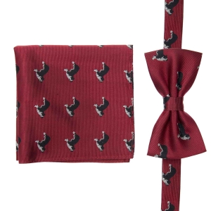 Zestaw prezentowy dla mężczyzny w kolorze bordowym w border collie: mucha + poszetka zapakowane w pudełko EM