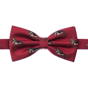 Zestaw prezentowy dla mężczyzny w kolorze bordowym w owczarki niemieckie: mucha + poszetka zapakowane w pudełko EM