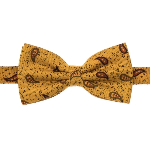 Zestaw prezentowy dla mężczyzny w kolorze musztardowym w paisley: mucha + poszetka zapakowane w pudełko EM