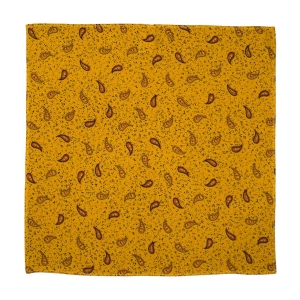 Zestaw prezentowy dla mężczyzny w kolorze musztardowym w paisley: mucha + poszetka zapakowane w pudełko EM