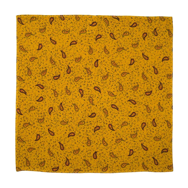 Poszetka bawełniana musztardowa w paisley EM