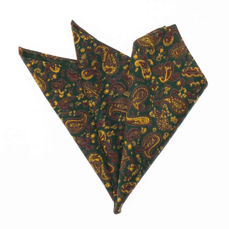 Poszetka bawełniana ciemnozielona w paisley EM