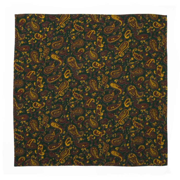 Poszetka bawełniana ciemnozielona w paisley EM