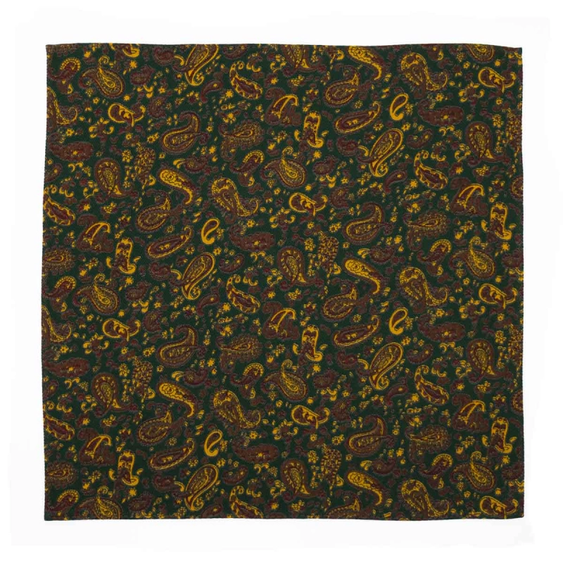 Poszetka bawełniana ciemnozielona w paisley EM