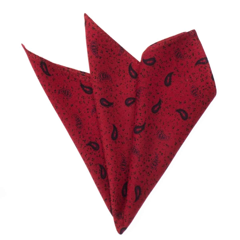 Poszetka bawełniana czerwona w paisley EM