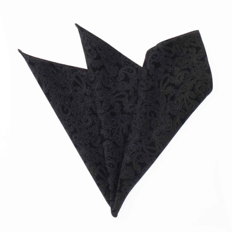 Poszetka bawełniana czarna w paisley EM