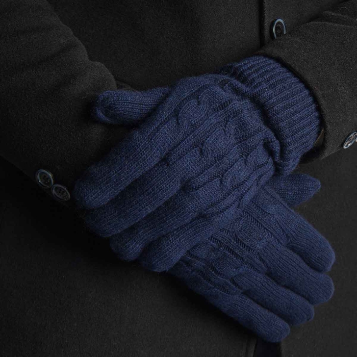 Rękawiczki wełniane grube uniwersalne - granatowe EM