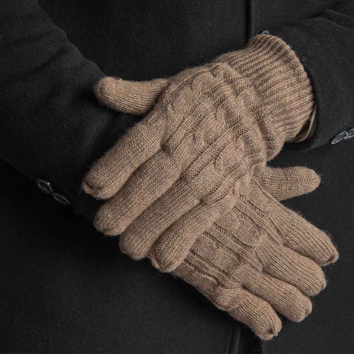 Rękawiczki wełniane grube uniwersalne - beżowe EM