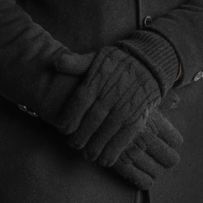 Rękawiczki wełniane grube uniwersalne - czarne EM