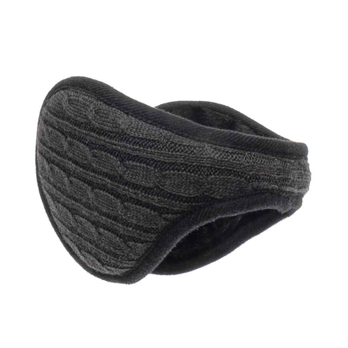 Nauszniki zimowe ciemno-szare "sweterkowe" z ociepleniem EM