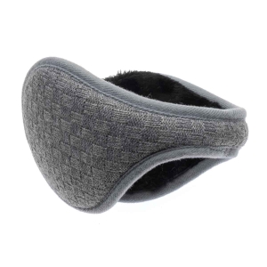 Nauszniki zimowe jasno-szare "sweterkowe" z ociepleniem EM