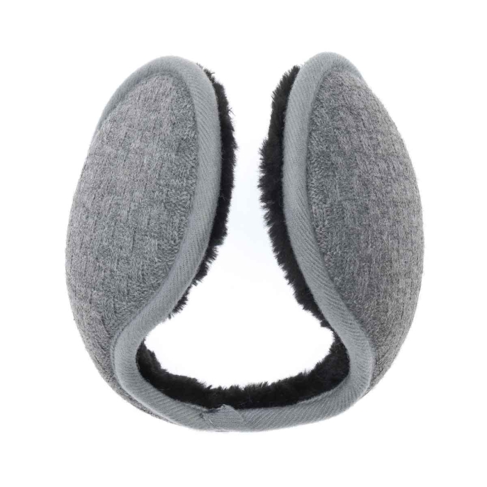 Nauszniki zimowe jasno-szare "sweterkowe" z ociepleniem EM