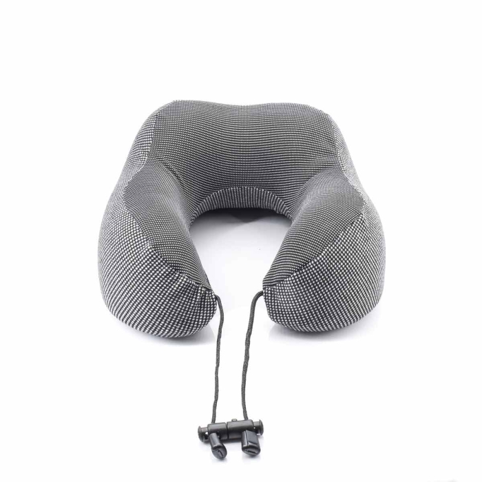 Zagłówek podróżny w kolorze szarym w pepitkę EM