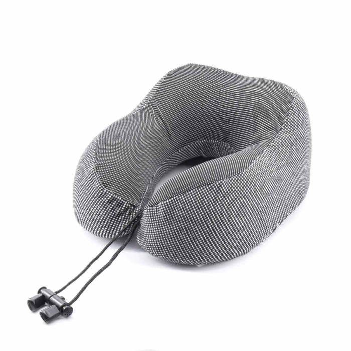 Zagłówek podróżny w kolorze szarym w pepitkę EM