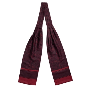 Fular - askot jedwabny bordowy/czerwony elegancki w paisley / mikrowzór EM