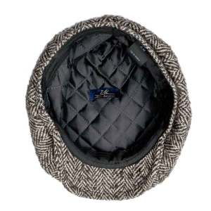 Kaszkiet wełniany w stylu Harris Tweed / Peaky Blinders - cyklistówka - jodełka - brązowa