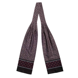 Fular - askot jedwabny bordowy - czerwony elegancki w paisley / mikrowzór EM