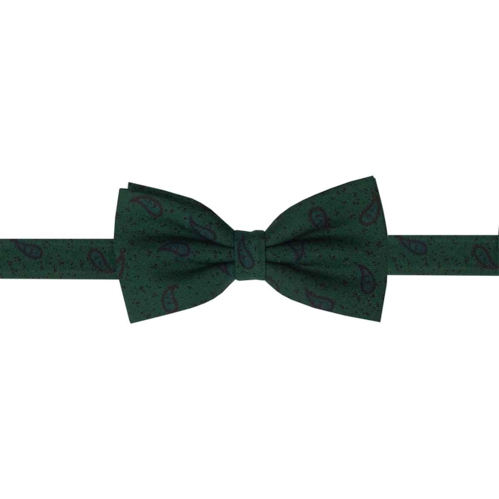 Zestaw prezentowy dla mężczyzny w kolorze ciemnozielonym w paisley: mucha + poszetka zapakowane w pudełko EM