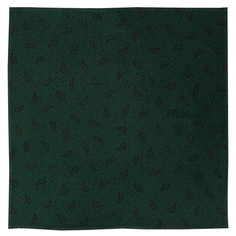 Zestaw prezentowy dla mężczyzny w kolorze ciemnozielonym w paisley: mucha + poszetka zapakowane w pudełko EM