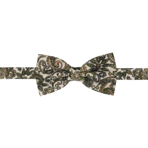 Zestaw prezentowy dla mężczyzny w kolorze białym w paisley: mucha + poszetka zapakowane w pudełko EM