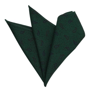 Zestaw prezentowy dla mężczyzny w kolorze ciemnozielonym w paisley: mucha + poszetka zapakowane w pudełko EM