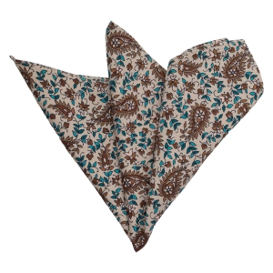 Zestaw prezentowy dla mężczyzny w kolorze bezowym w paisley: mucha + poszetka zapakowane w pudełko EM