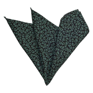 Zestaw prezentowy dla mężczyzny w kolorze zielonym w paisley: mucha + poszetka zapakowane w pudełko EM