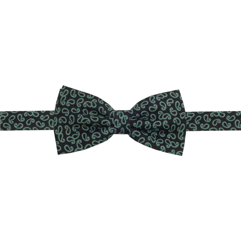 Mucha bawełniana czarna w zielone paisley EM