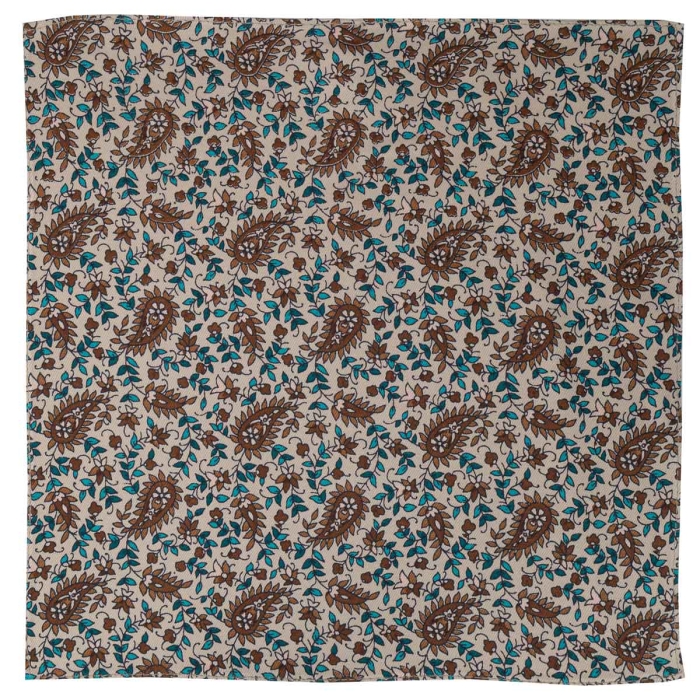Poszetka bawełniana beżowa w paisley EM