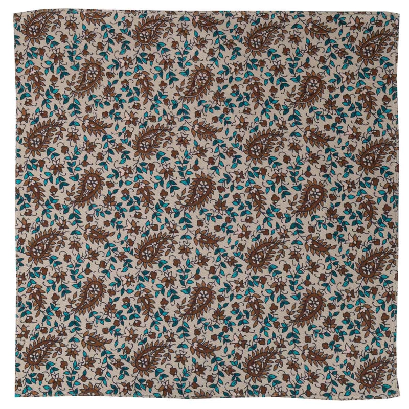 Poszetka bawełniana beżowa w paisley EM