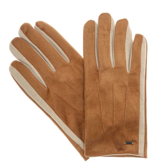 Rękawiczki bawełniane brązowo beżowe EM