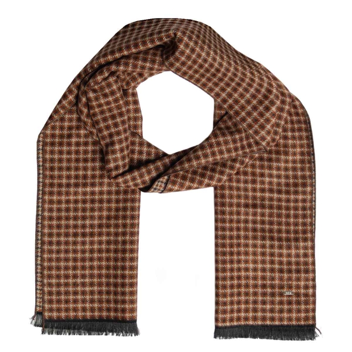 Męski szalik jedwabny w kolorze brązowym dwustronny EM