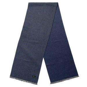 Męski szalik wełniany w kolorze granatowym w kratę dwustronny EM