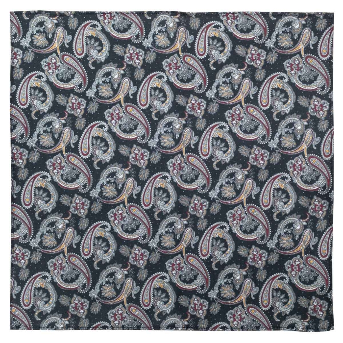 Poszetka jedwabna czarno- szara z mikrowzorem EM