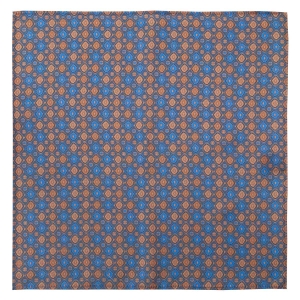 Poszetka jedwabna granatowo- pomarańczowa z mikrowzorem EM